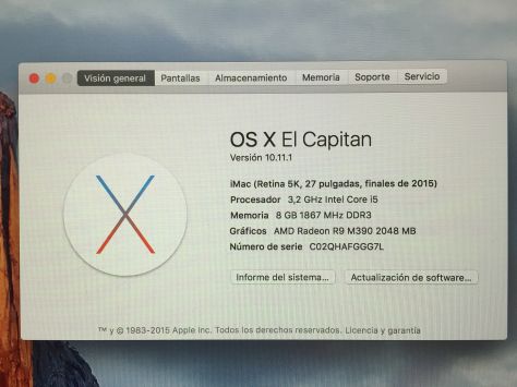 venta imac 27 pulgadas con pantalla retina 5k 22qc 8gb 1tb fd m390 | venta  segunda mano apple